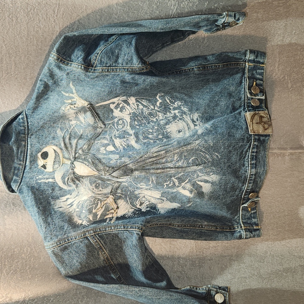 Vintage Disney Jack Skellington Nightmare Before Christmas Denim Jacket XS 4